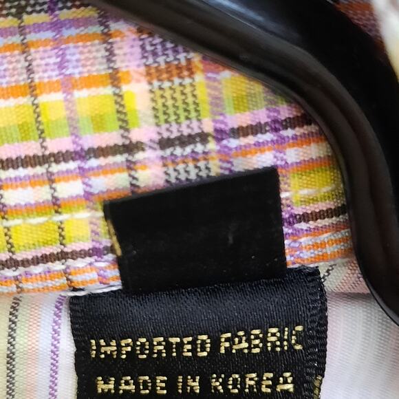 Bugatchi Uomo XXL Shirt Men’s Plaid Cotton Long Sleeve Made Korea Embroidered - Picture 5 of 8